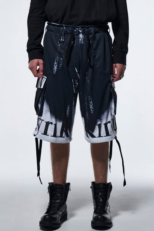 フレア ショートカーゴパンツ ブラック&ホワイト