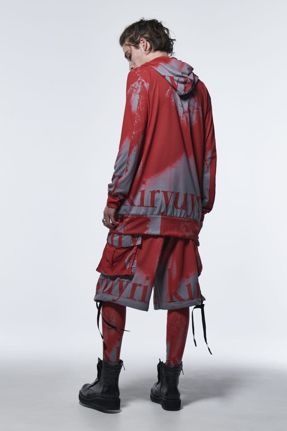 Flare Short Cargo Pants Red&Gray