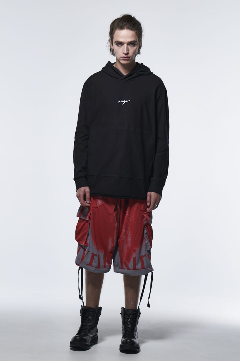 Flare Short Cargo Pants Red&Gray