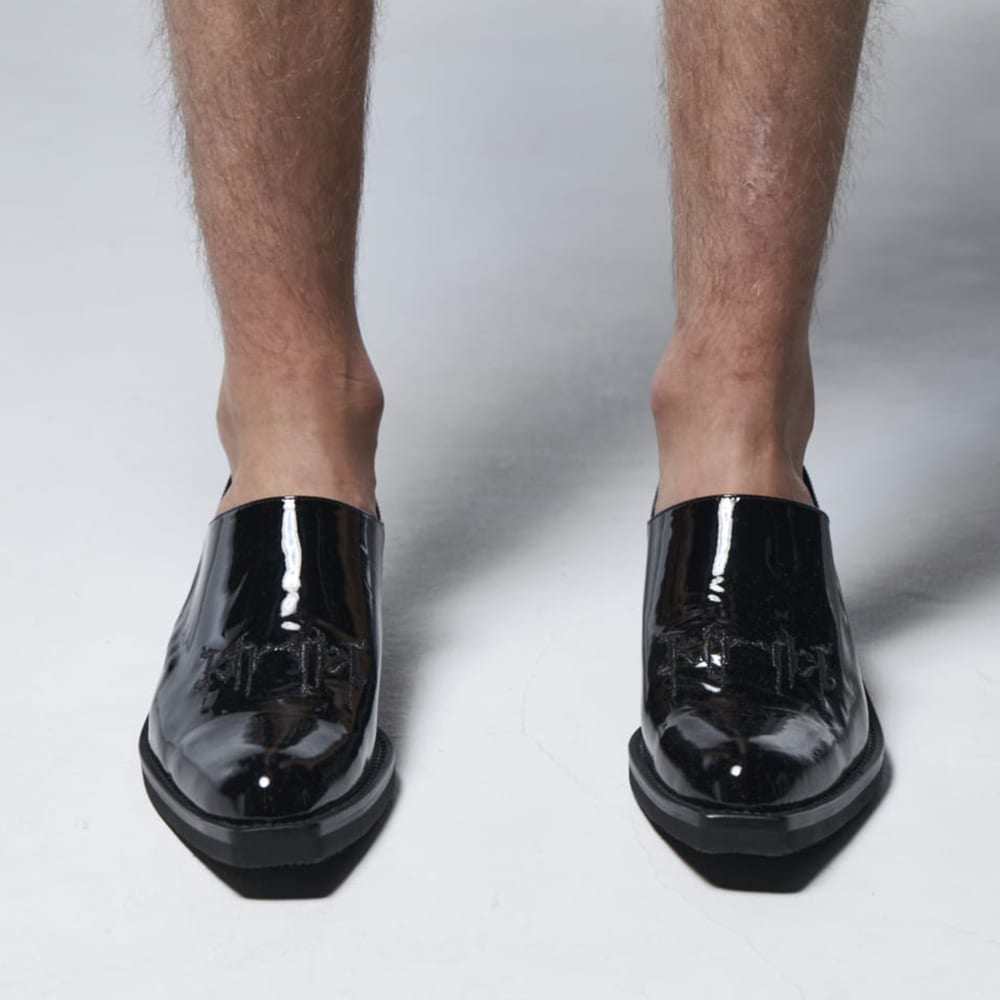 Enamel Embroidery Mules