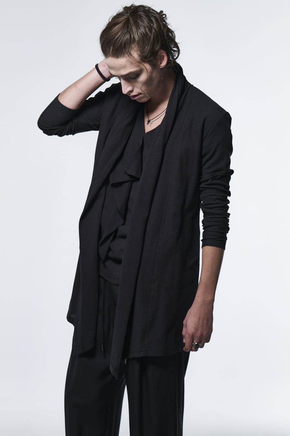 Frill V-Neck T-Shirt Black