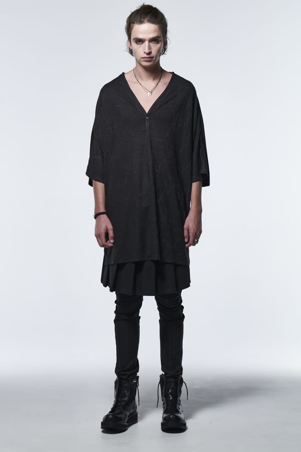 ドルマン ヘンリーTシャツ ブラック