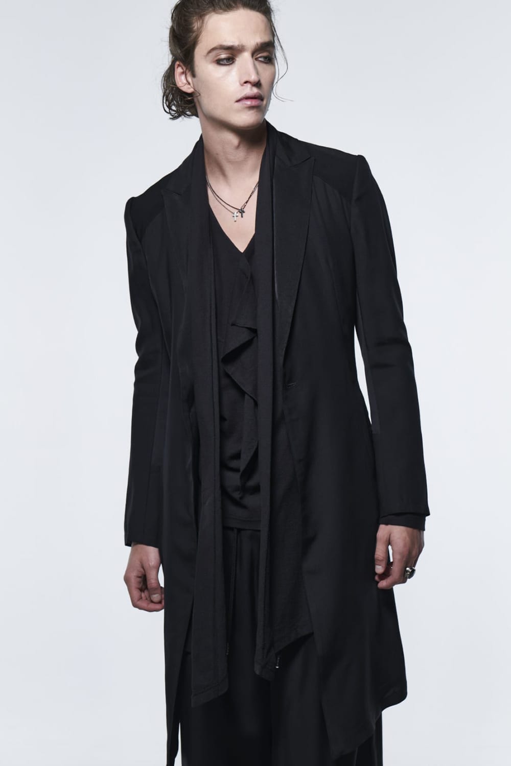 フリル 着物スリーブTシャツ ブラック