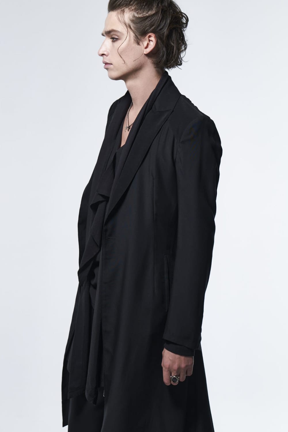 フリル 着物スリーブTシャツ ブラック