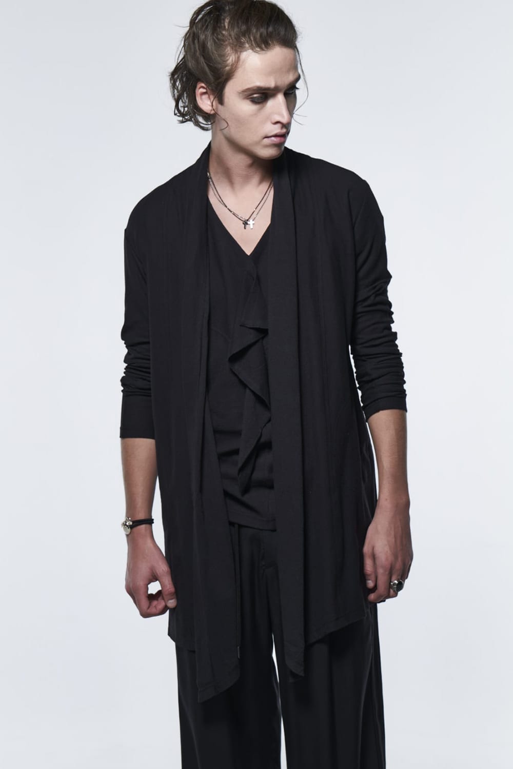 フリル 着物スリーブTシャツ ブラック