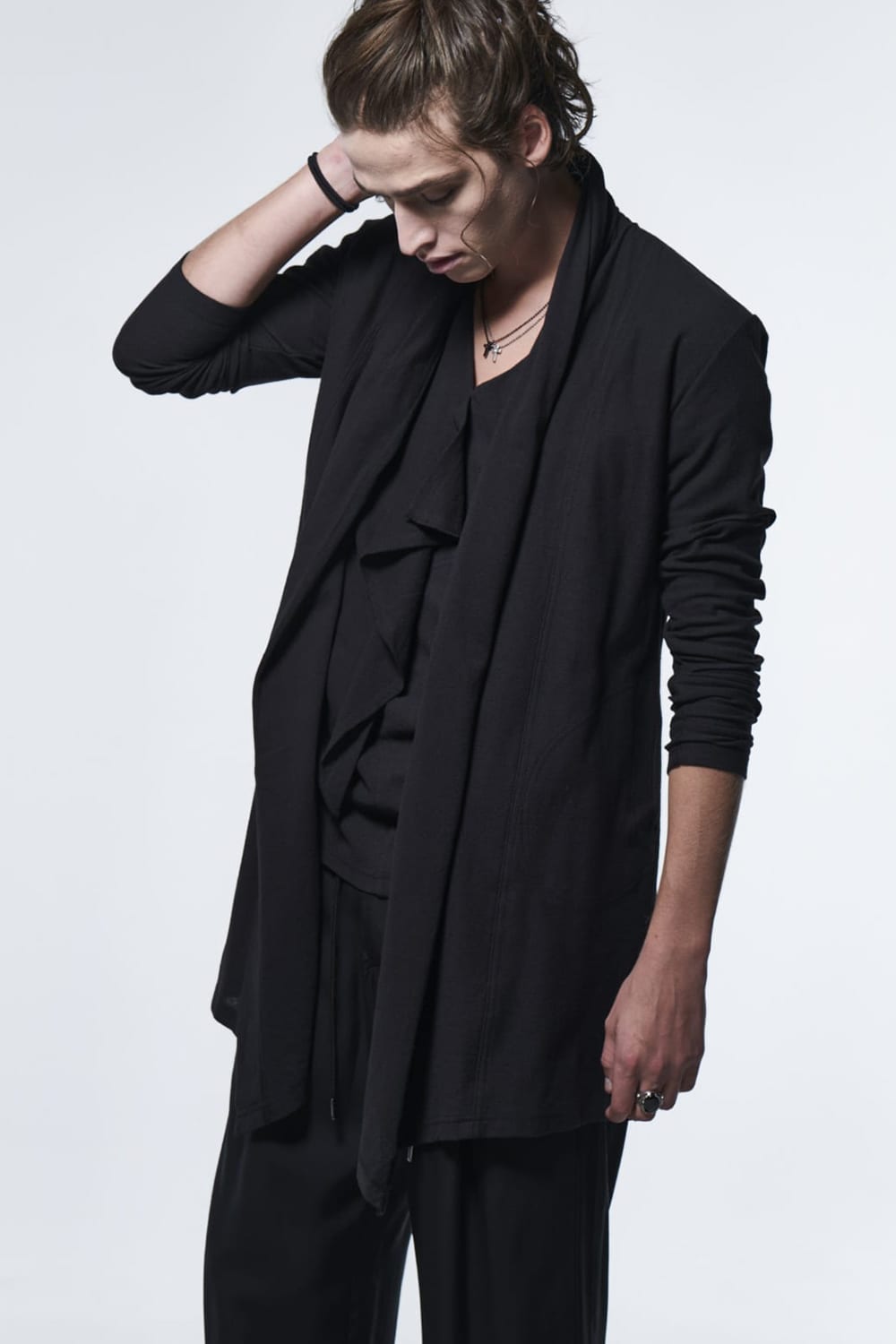 フリル 着物スリーブTシャツ ブラック