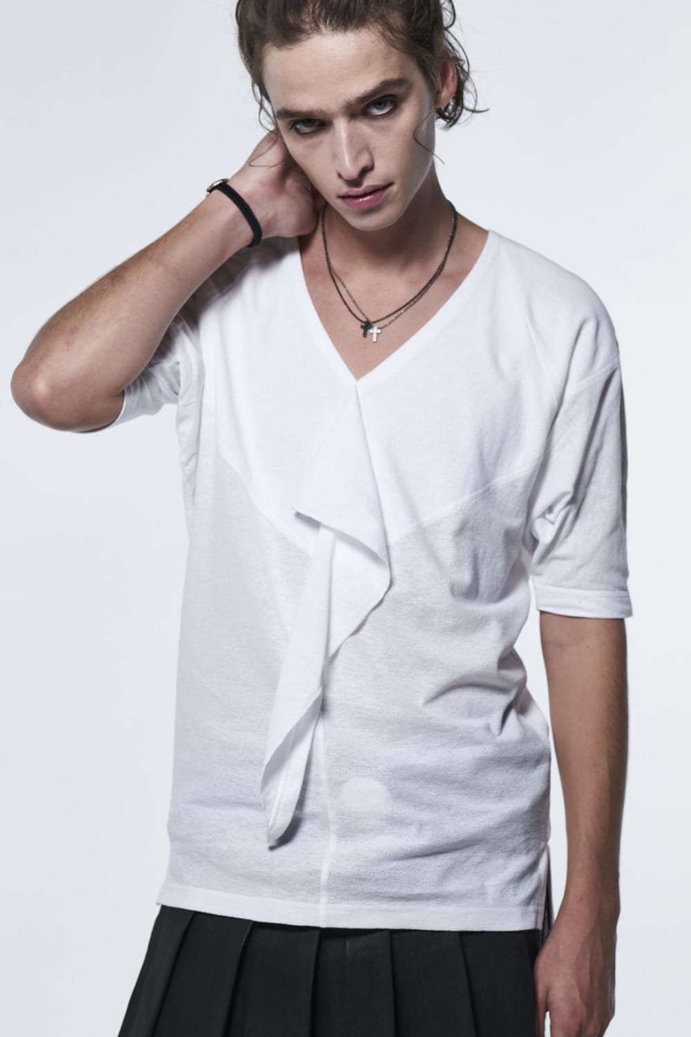 フリル 着物スリーブTシャツ ホワイト