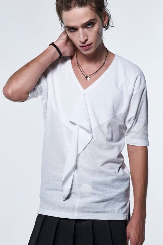 Frill Kimono Sleeve T-Shirt White