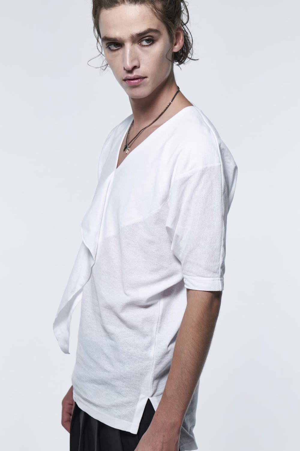 フリル 着物スリーブTシャツ ホワイト