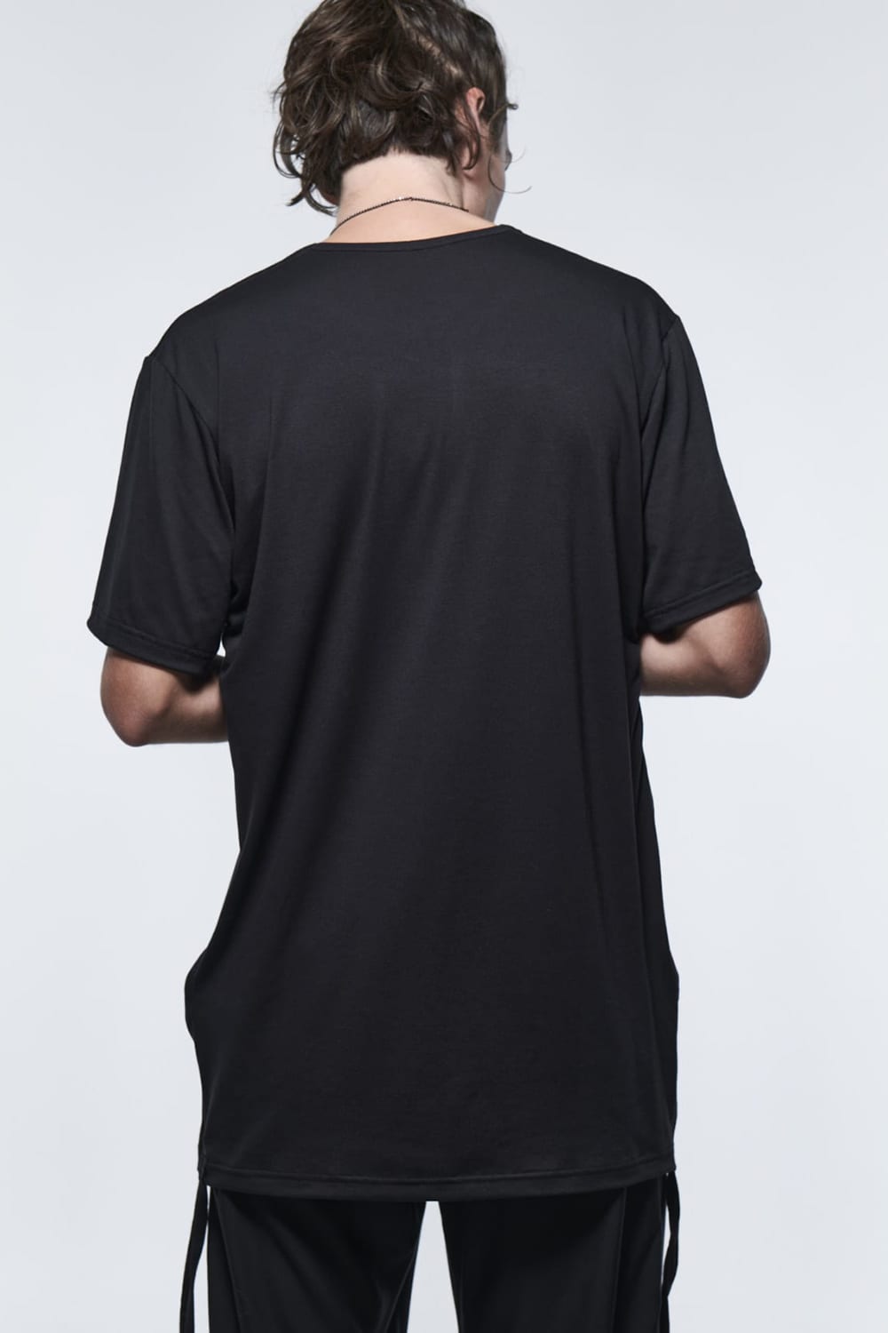 Piping Slit T-Shirt Black