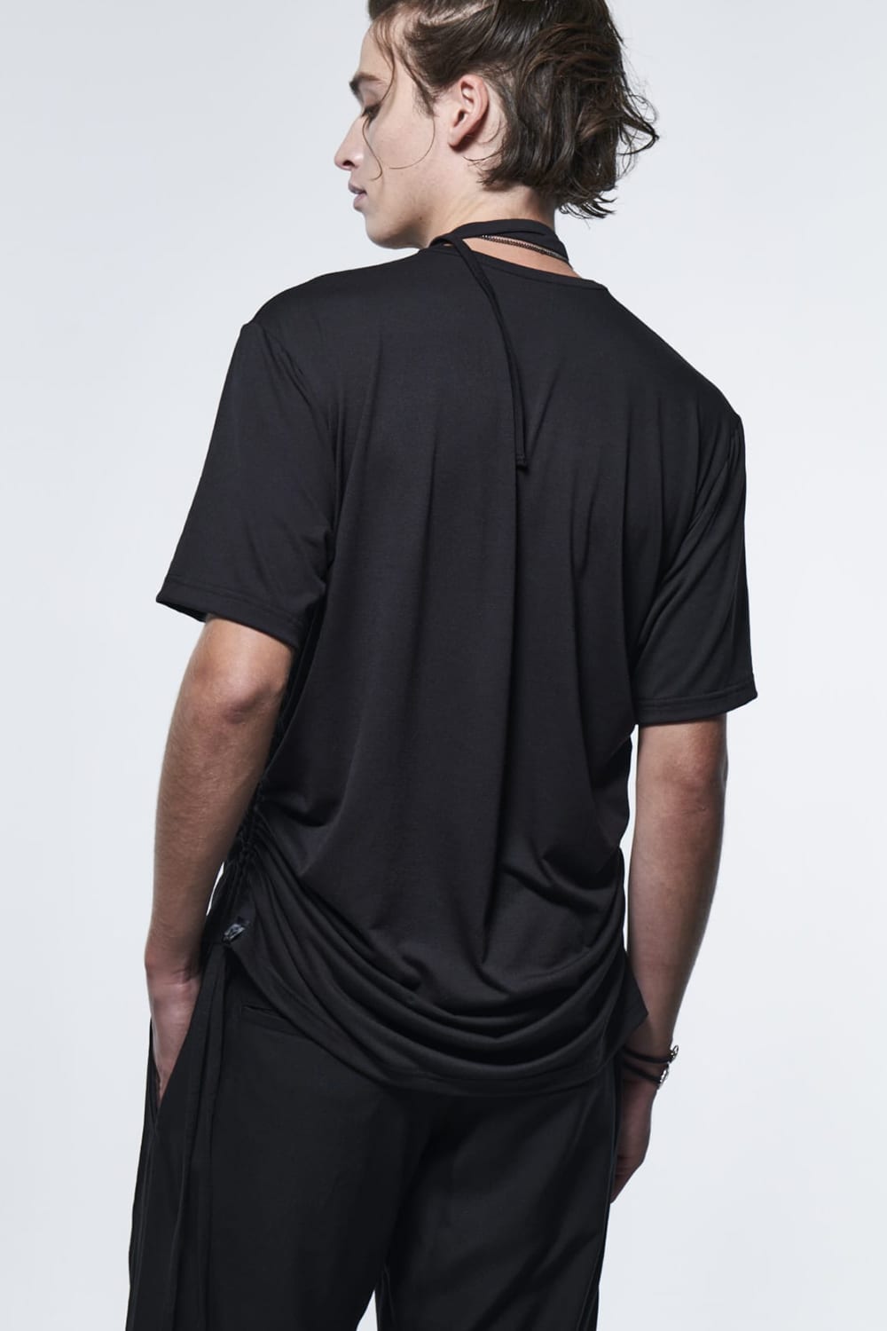 Piping Slit T-Shirt Black