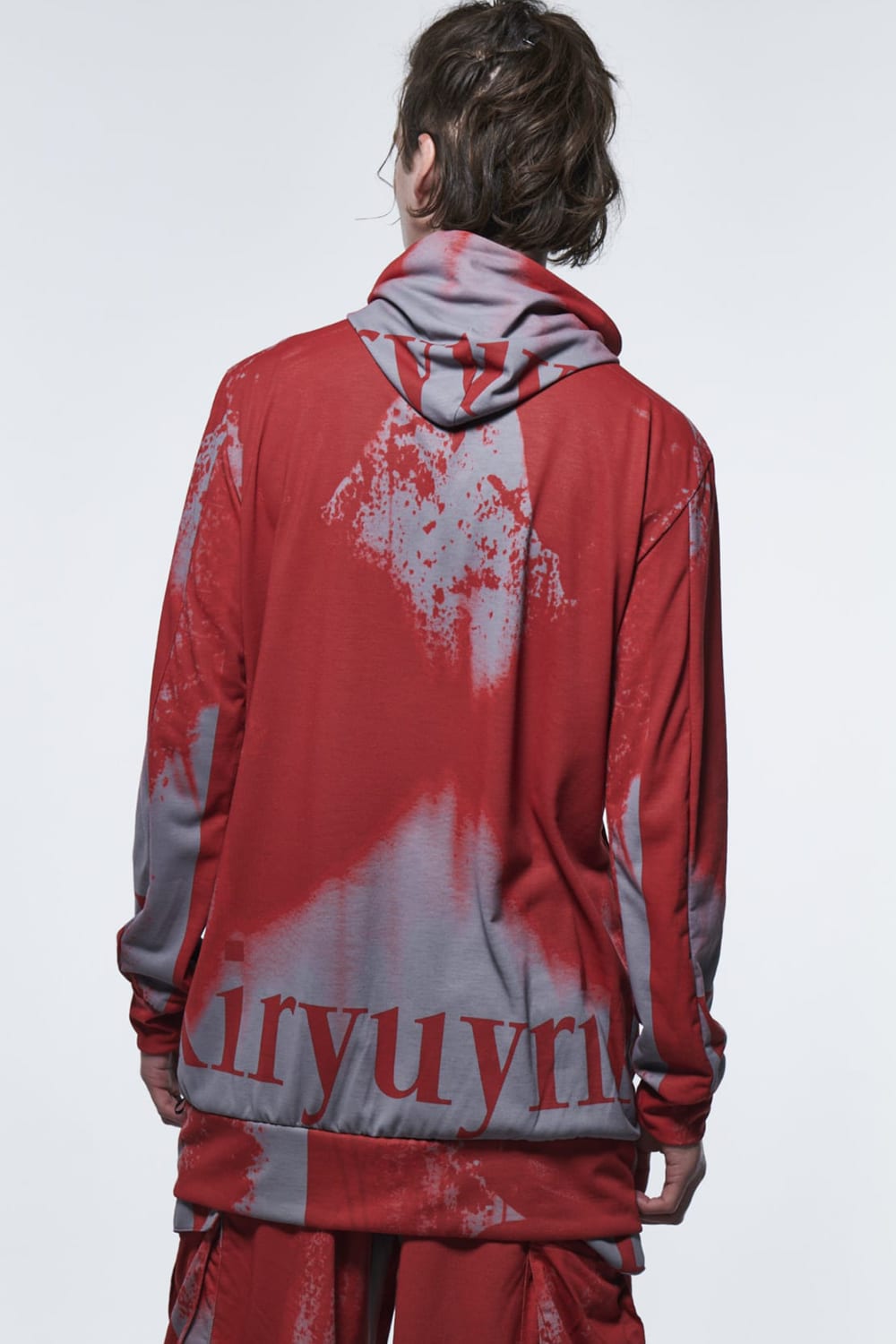 Zipp Loose Hoodie Red&Gray