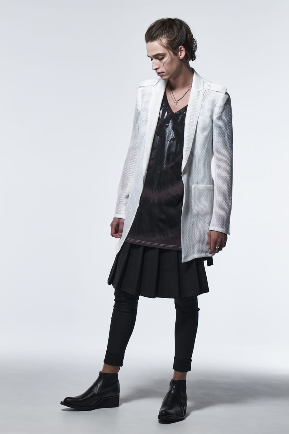 ドルマンスリーブ VネックTシャツ ブラック & グレー