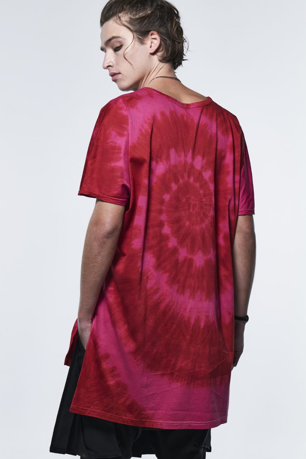 ドルマンスリーブ VネックTシャツ レッド & ピンク