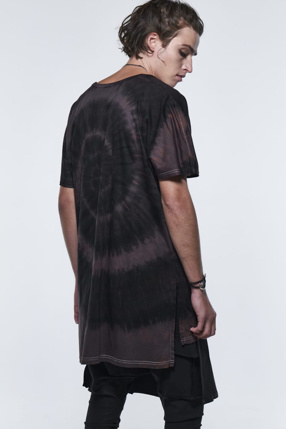 ドルマンスリーブ VネックTシャツ ブラック & グレー