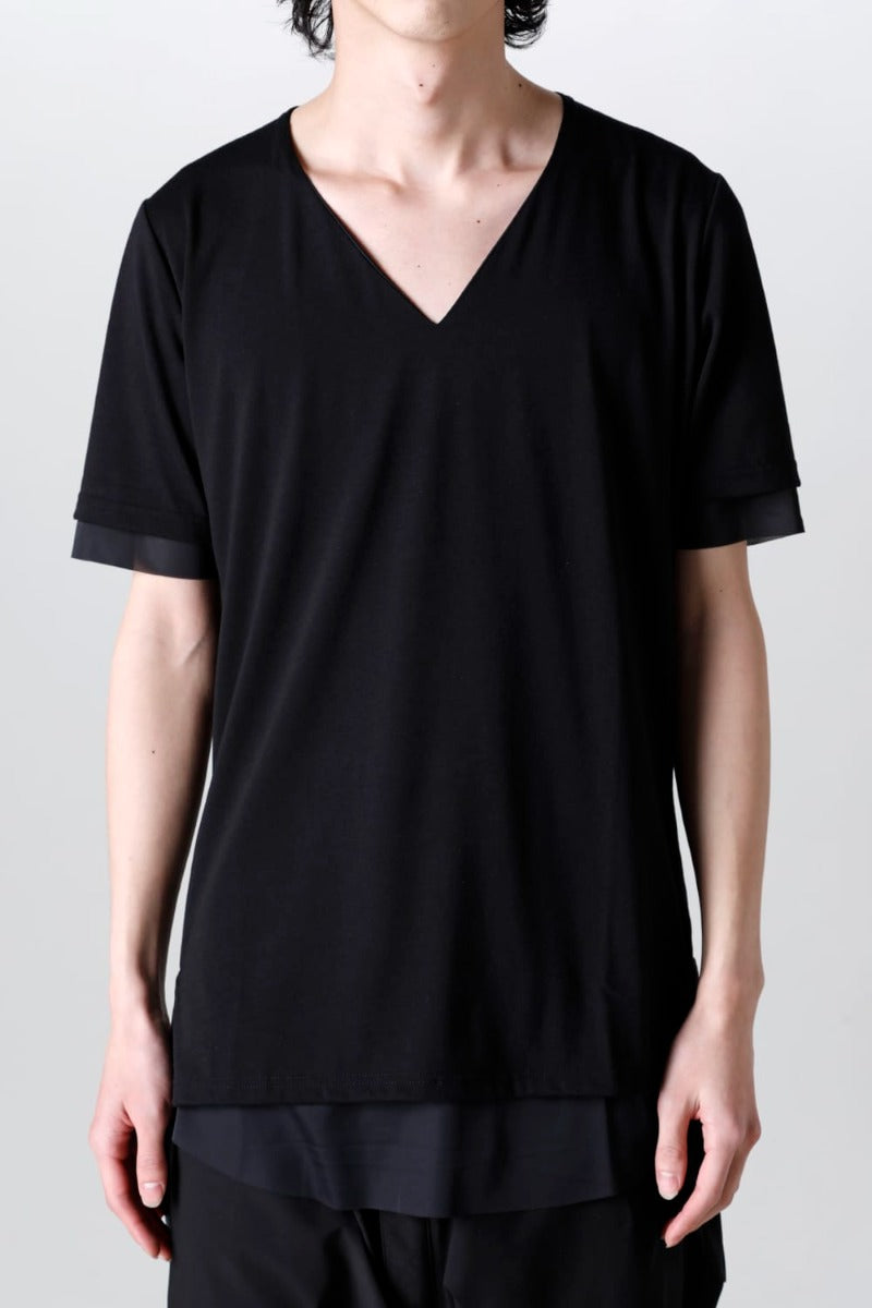 V-neck layered T-shirts Black & Black