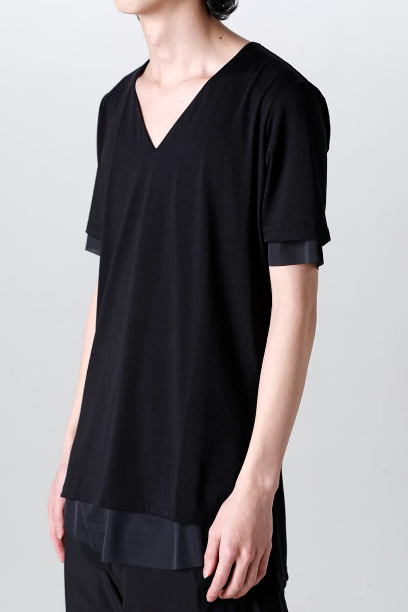 V-neck layered T-shirts Black & Black