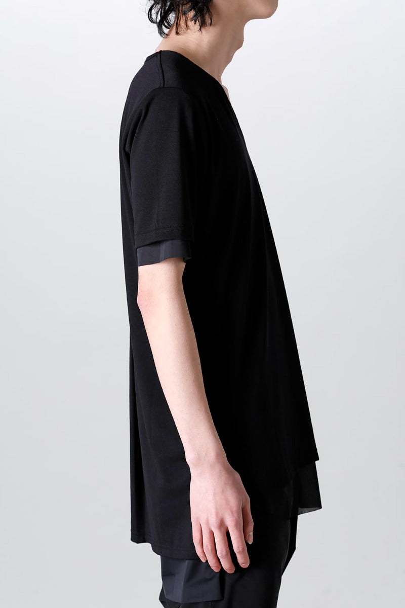 V-neck layered T-shirts Black & Black