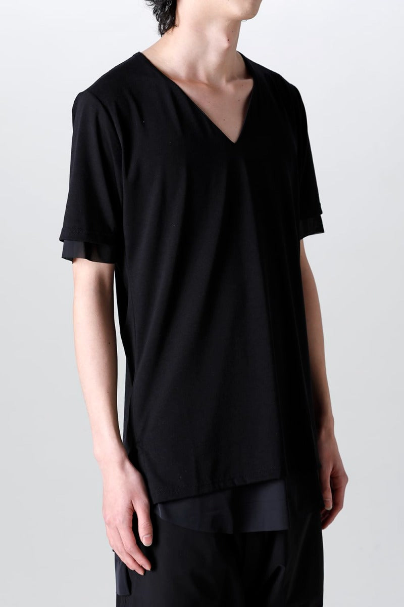 V-neck layered T-shirts Black & Black