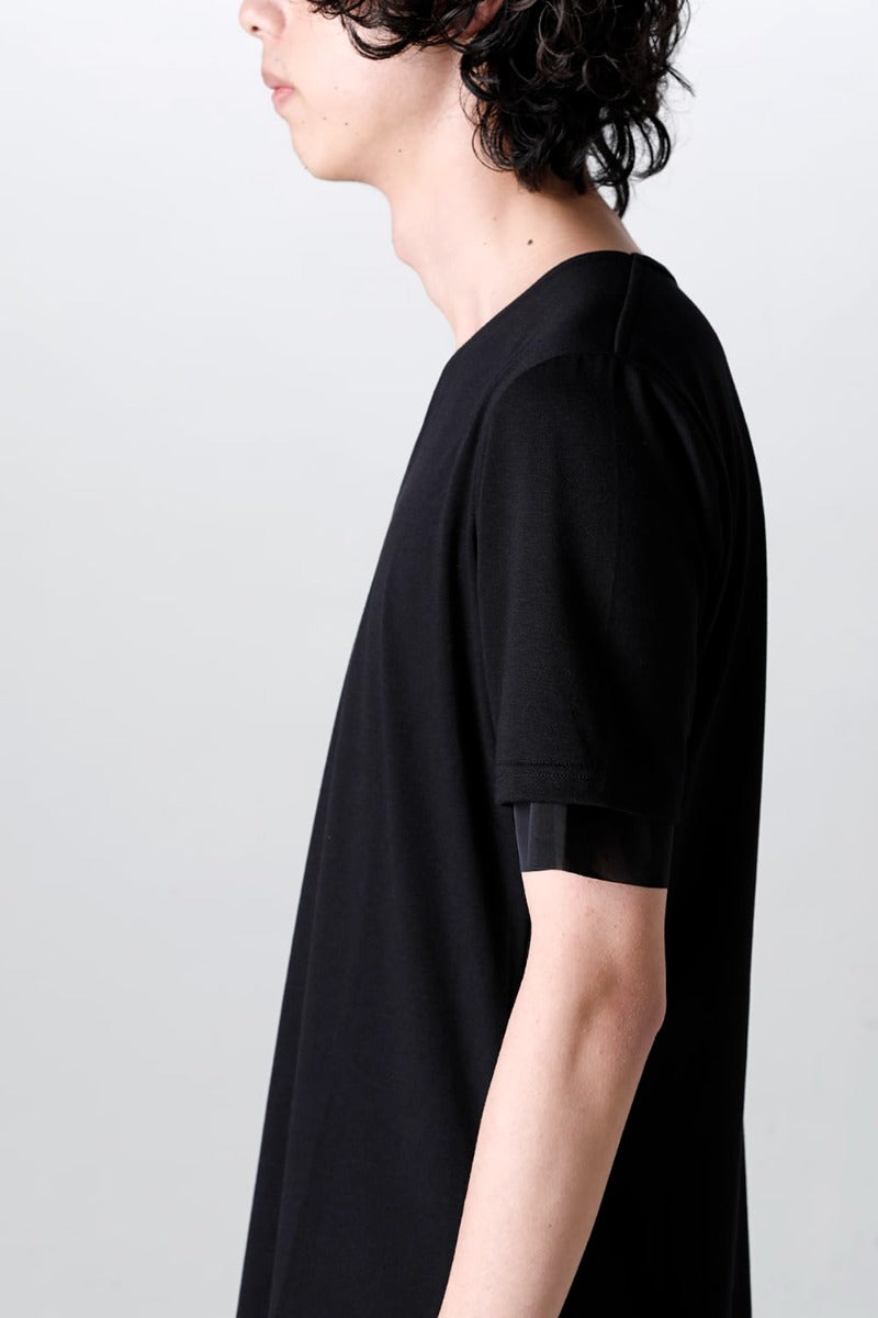 V-neck layered T-shirts Black & Black