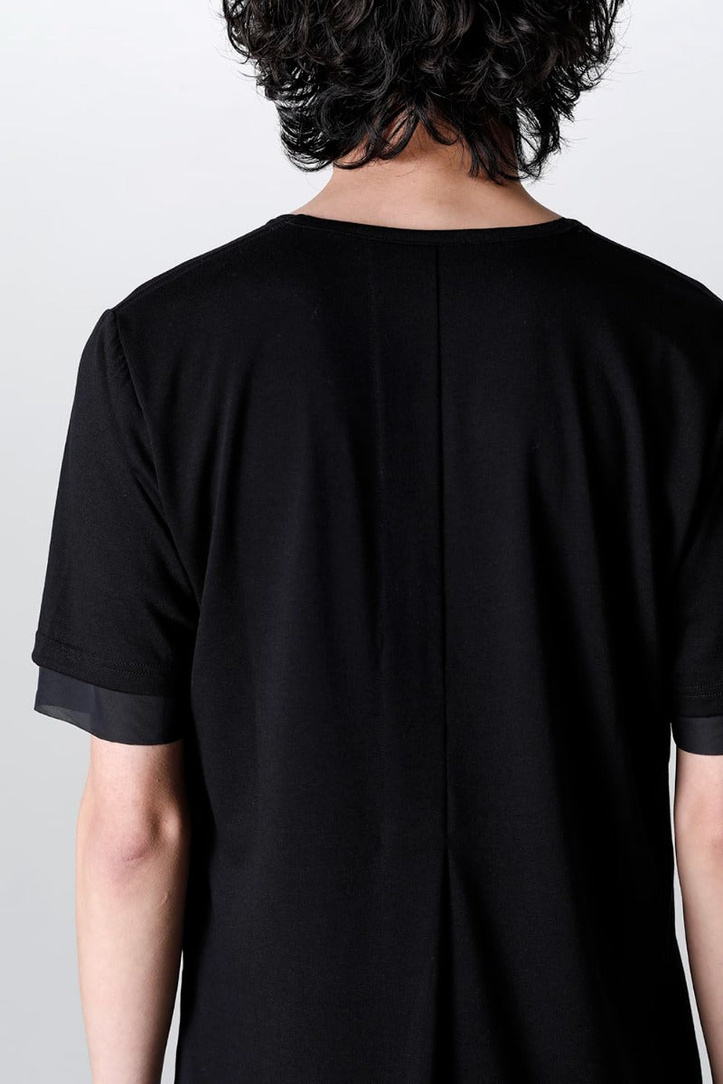 V-neck layered T-shirts Black & Black