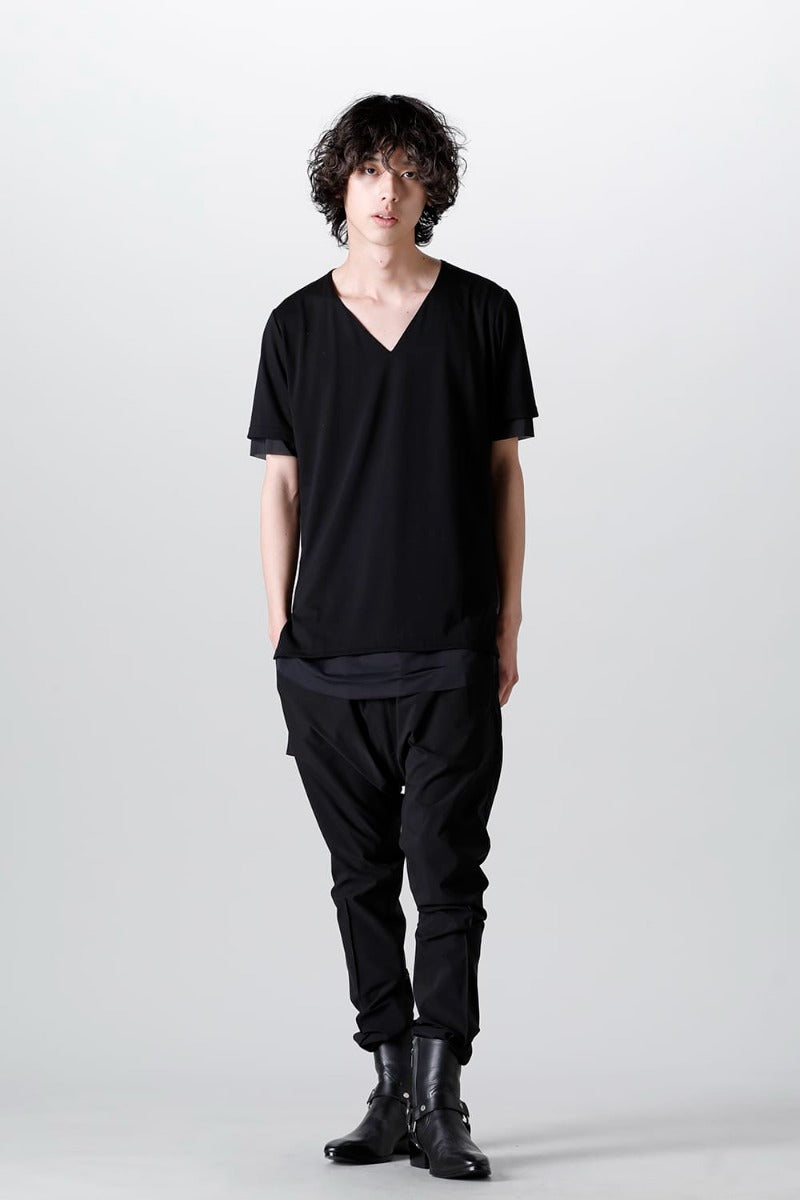 V-neck layered T-shirts Black & Black