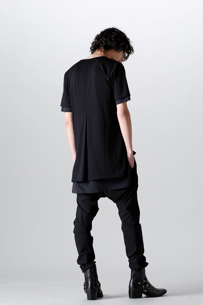 V-neck layered T-shirts Black & Black