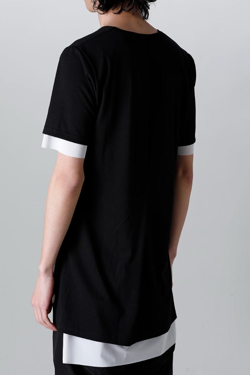 V-neck layered T-shirts Black & White