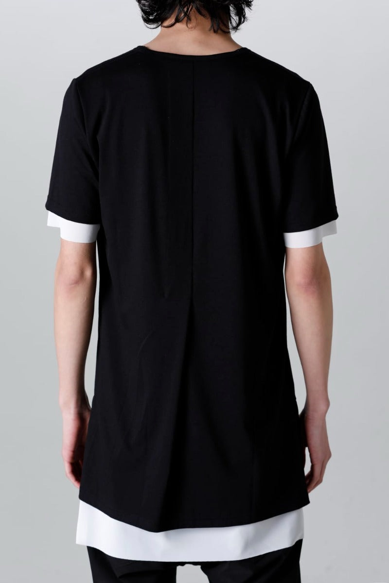 V-neck layered T-shirts Black & White