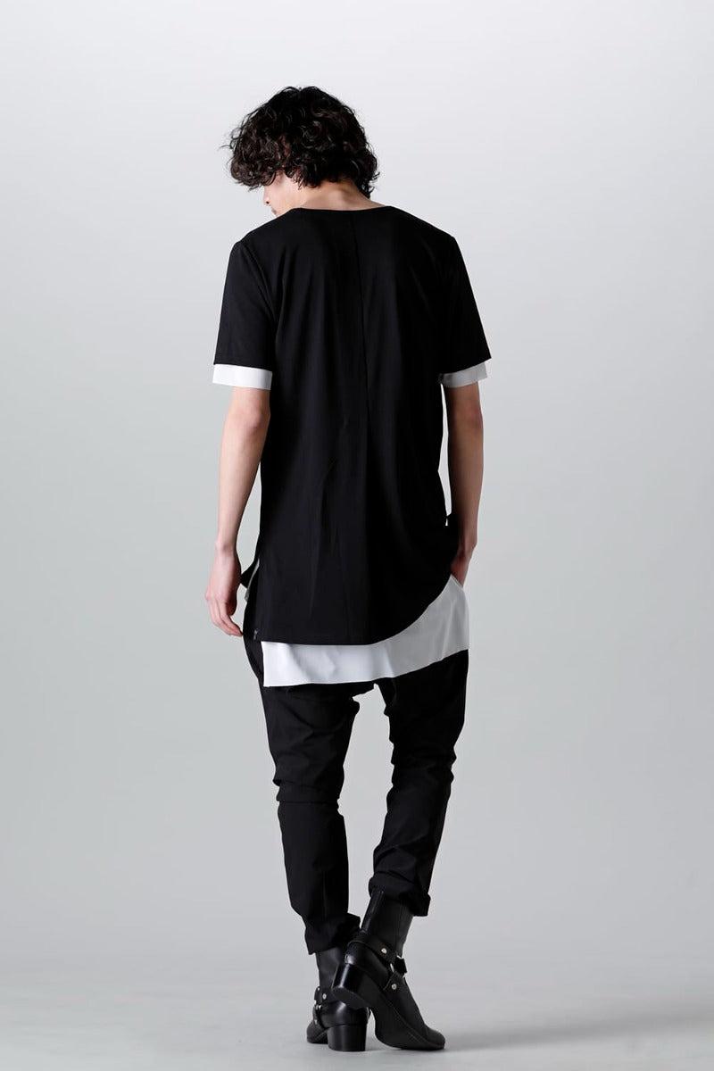 V-neck layered T-shirts Black & White