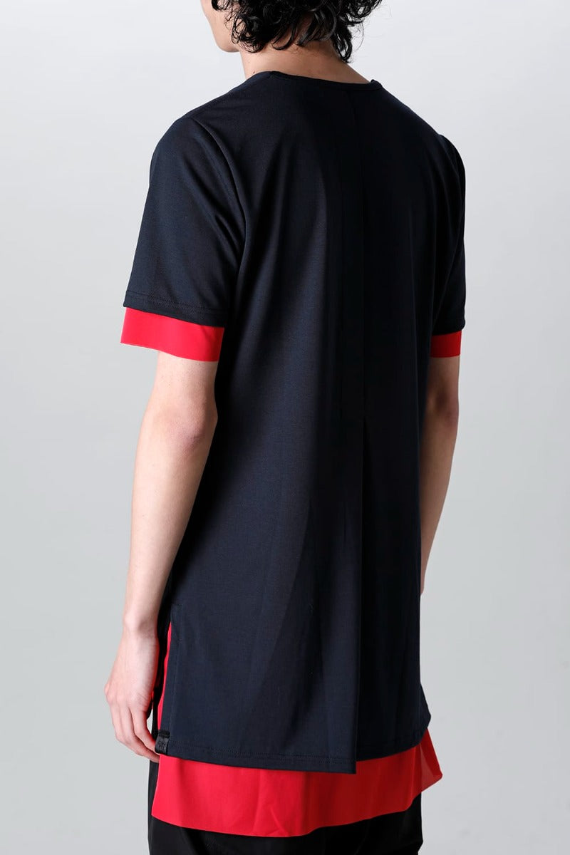 V-neck layered T-shirts Navy & Pink