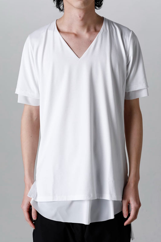 V-neck layered T-shirts White & White