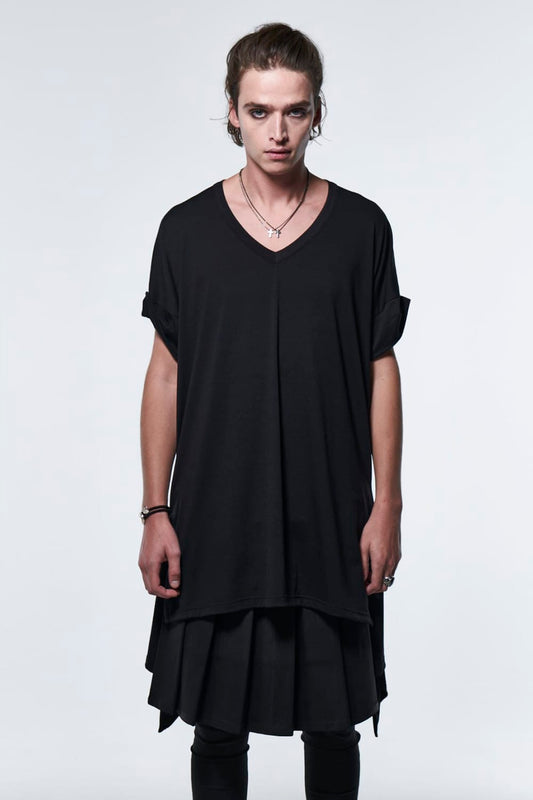 Flare V-Neck T-Shirt Black