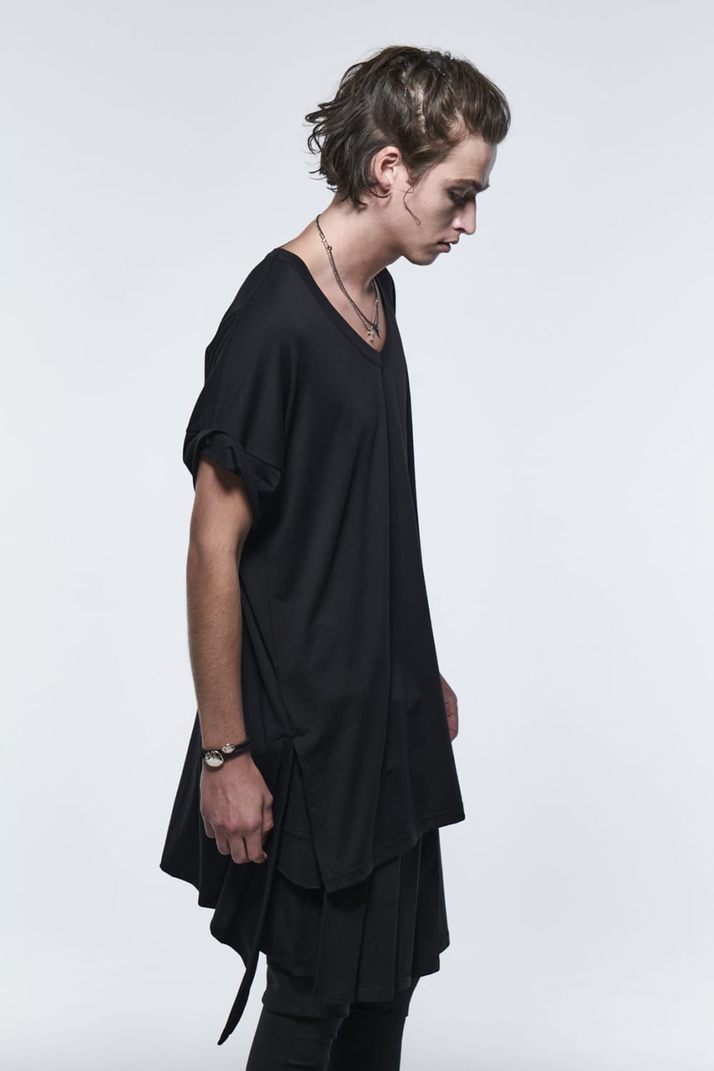 Flare V-Neck T-Shirt Black