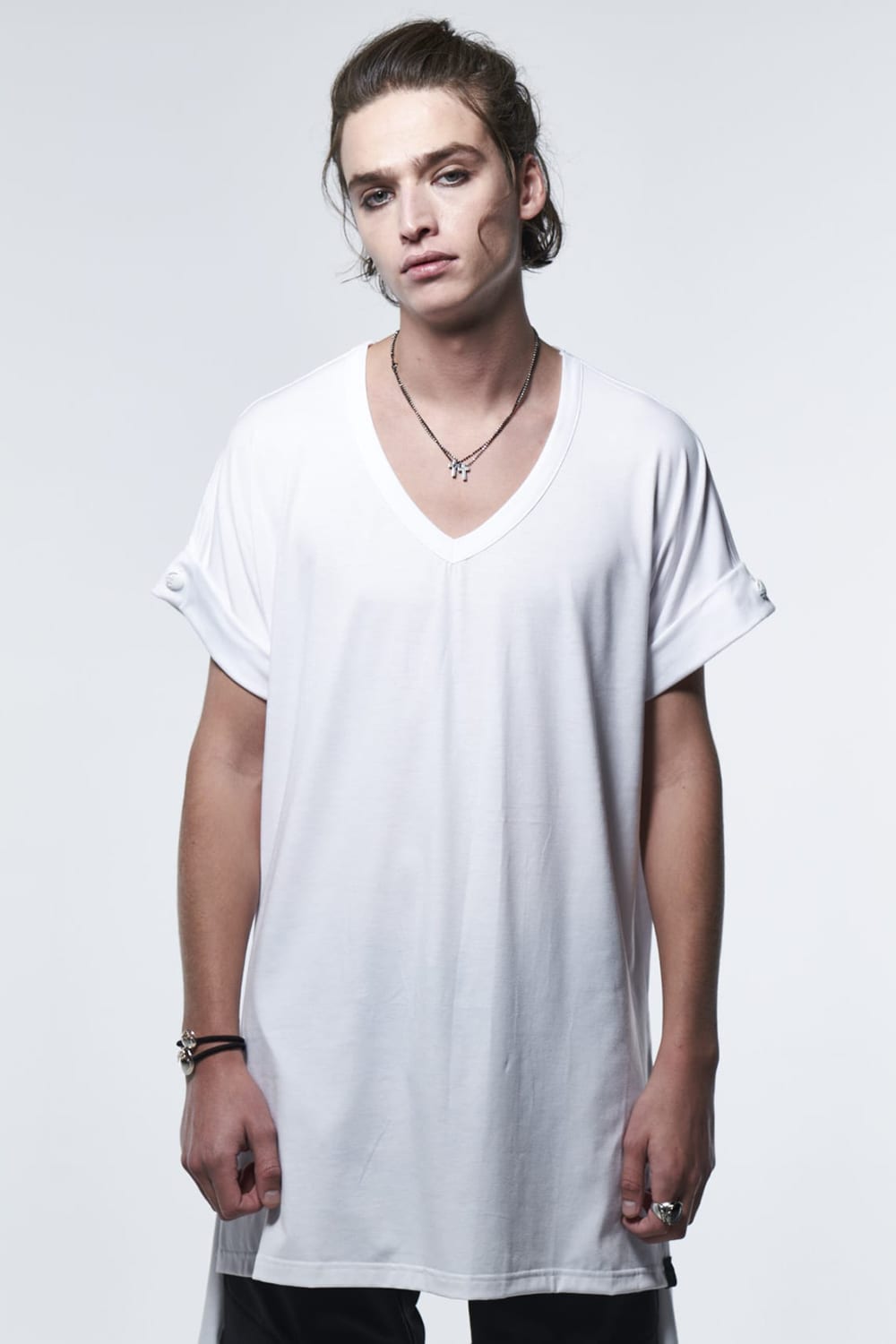 Flare V-Neck T-Shirt White