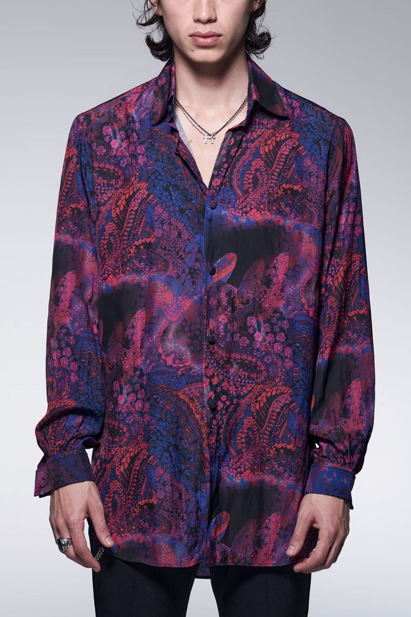 Paisley Print W-Cuffs Shirt Pink&Blue