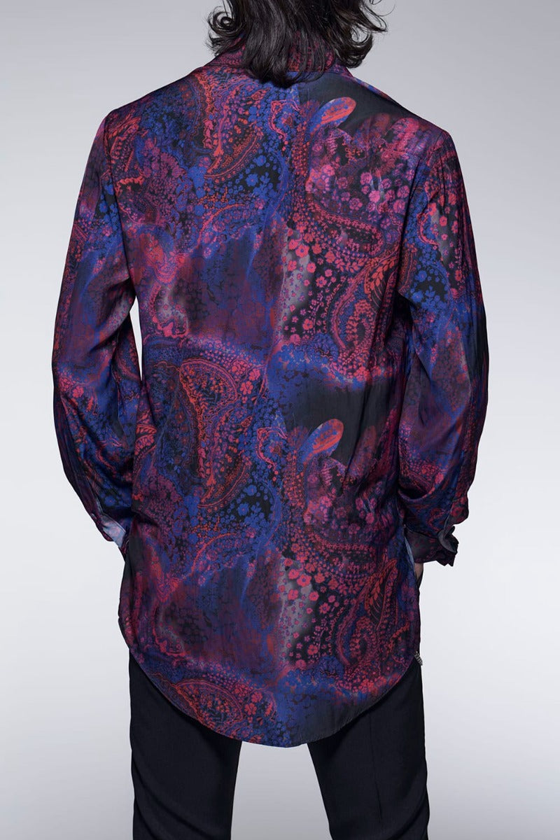 Paisley Print W-Cuffs Shirt Pink&Blue
