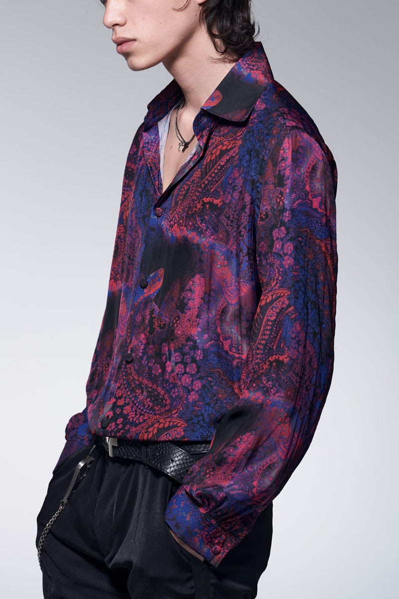 Paisley Print W-Cuffs Shirt Pink&Blue