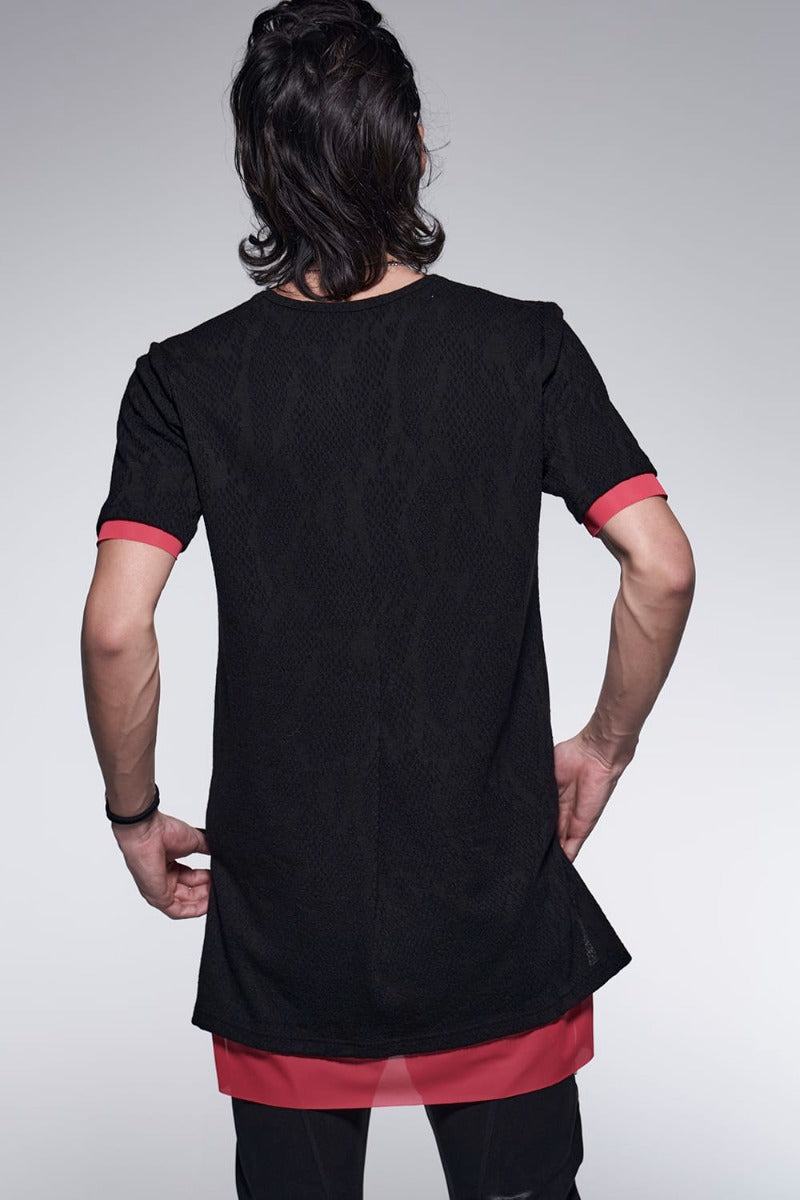 Layered Petit Frill T-Shirt Black&Red