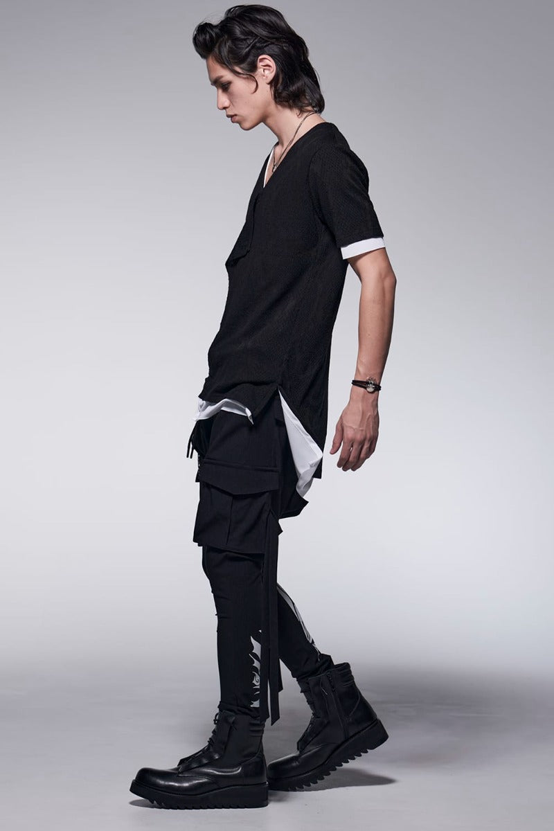 Layered Petit Frill T-Shirt Black&White