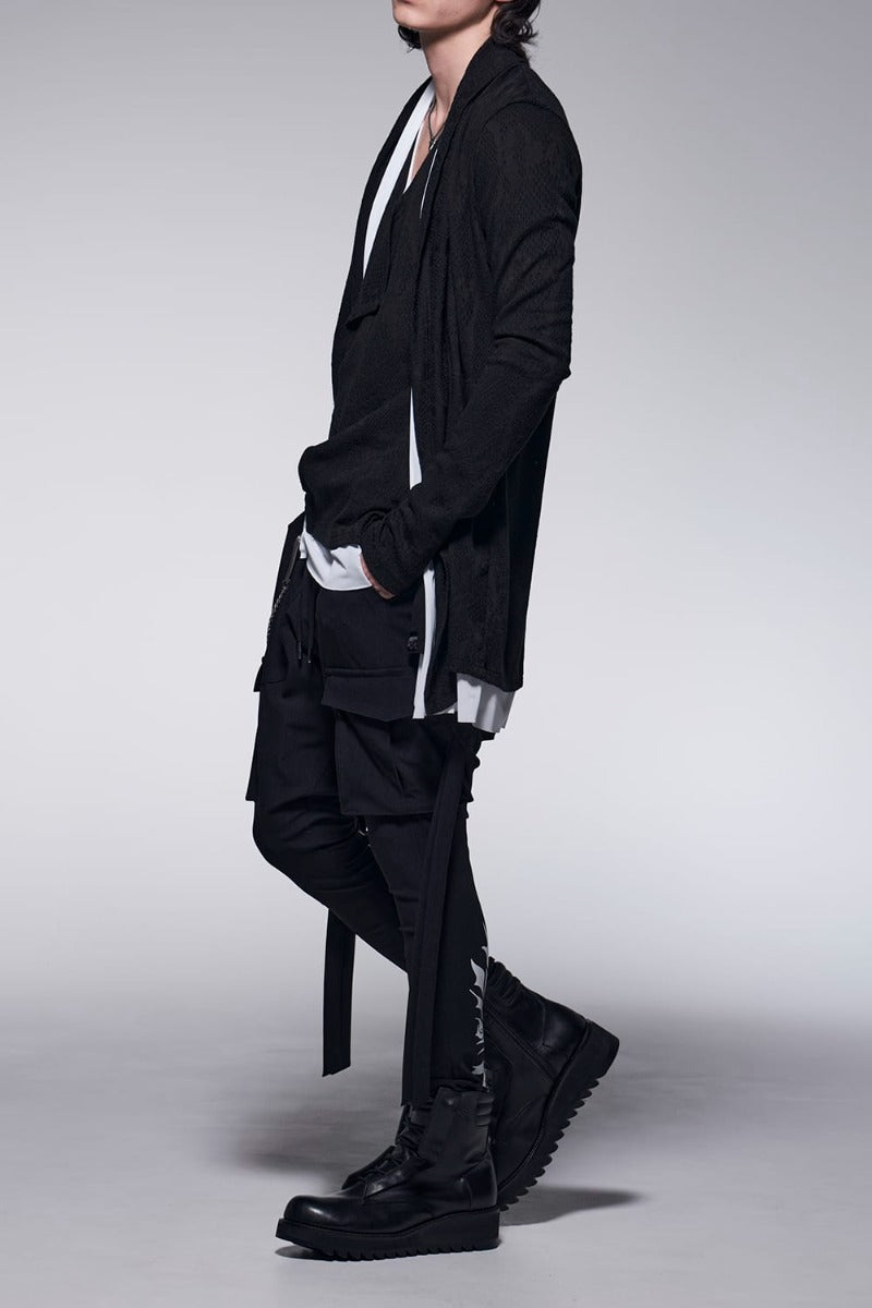 Layered Shawl Cardigan Black＆White