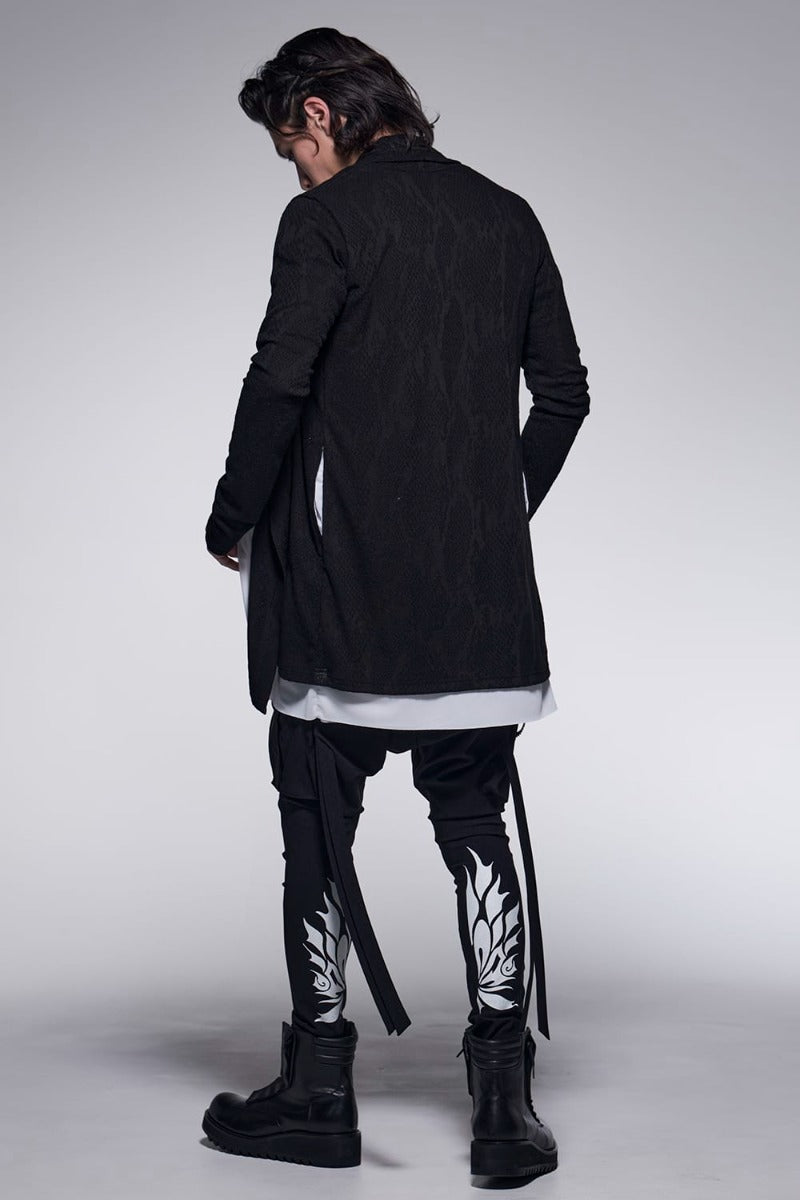 Layered Shawl Cardigan Black＆White