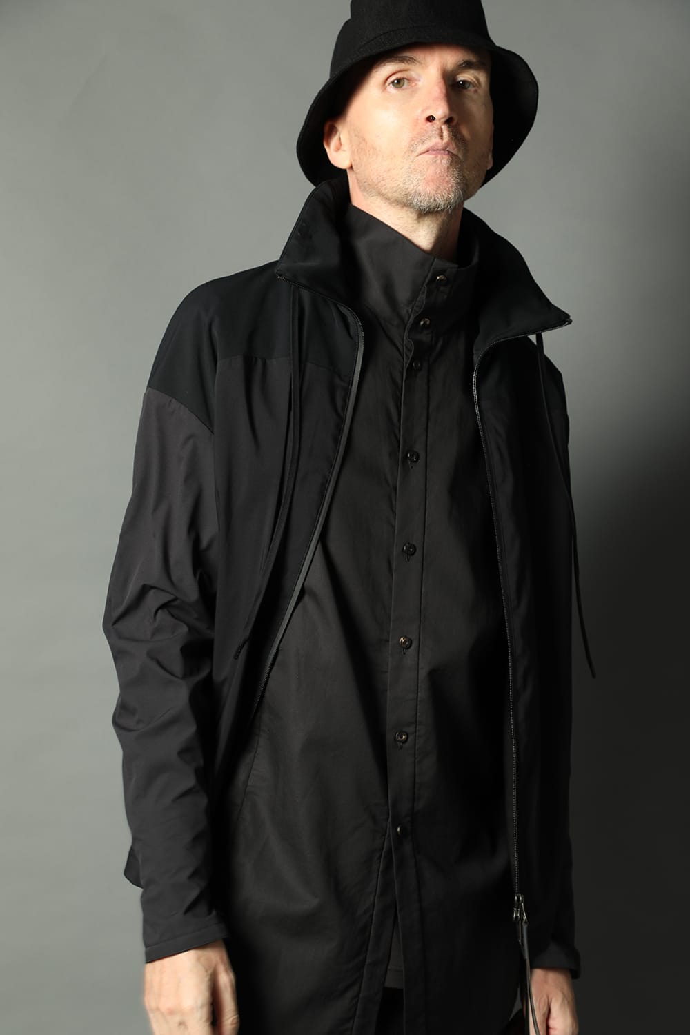 Hight neck shirt 200/2 cotton double weave  Black