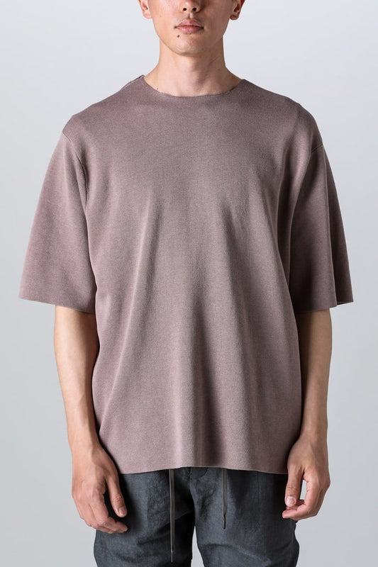 Knit short sleeve cotton / silk / linen Gray