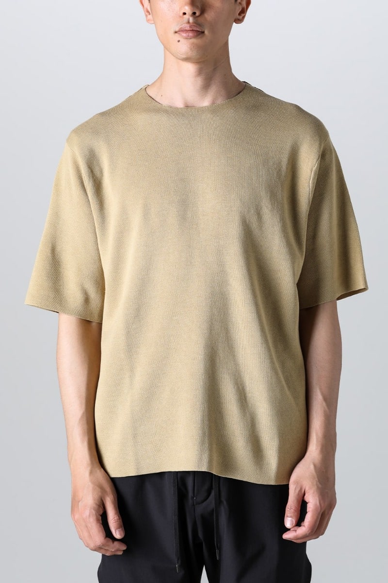 Knit short sleeve cotton / silk / linen Mastard