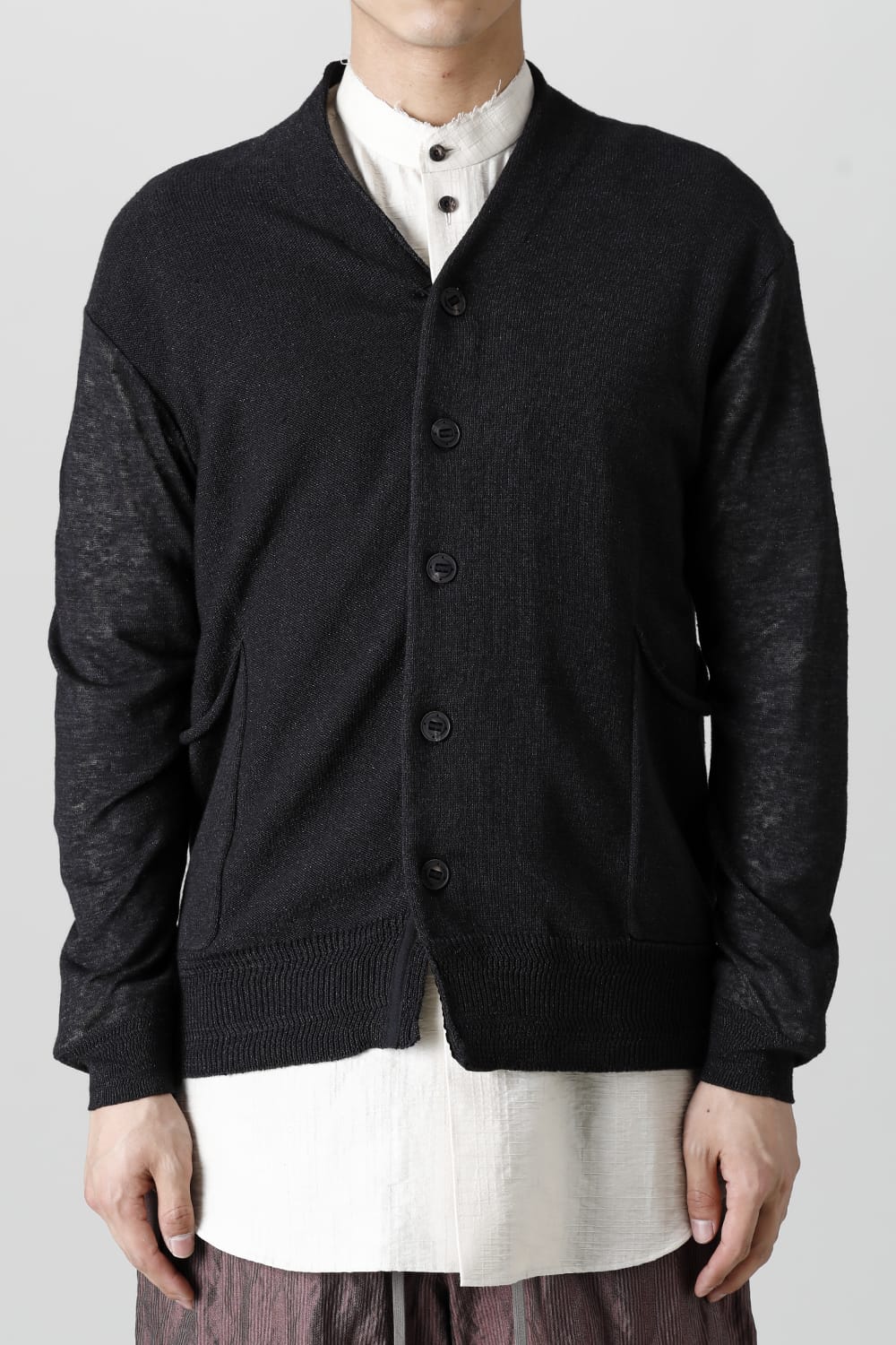 Knit cardigan linen nylon combination