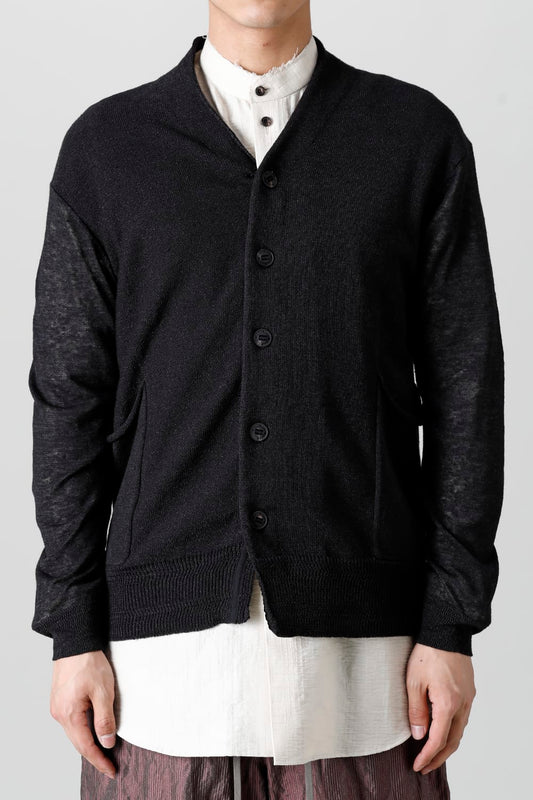 Knit cardigan linen nylon combination