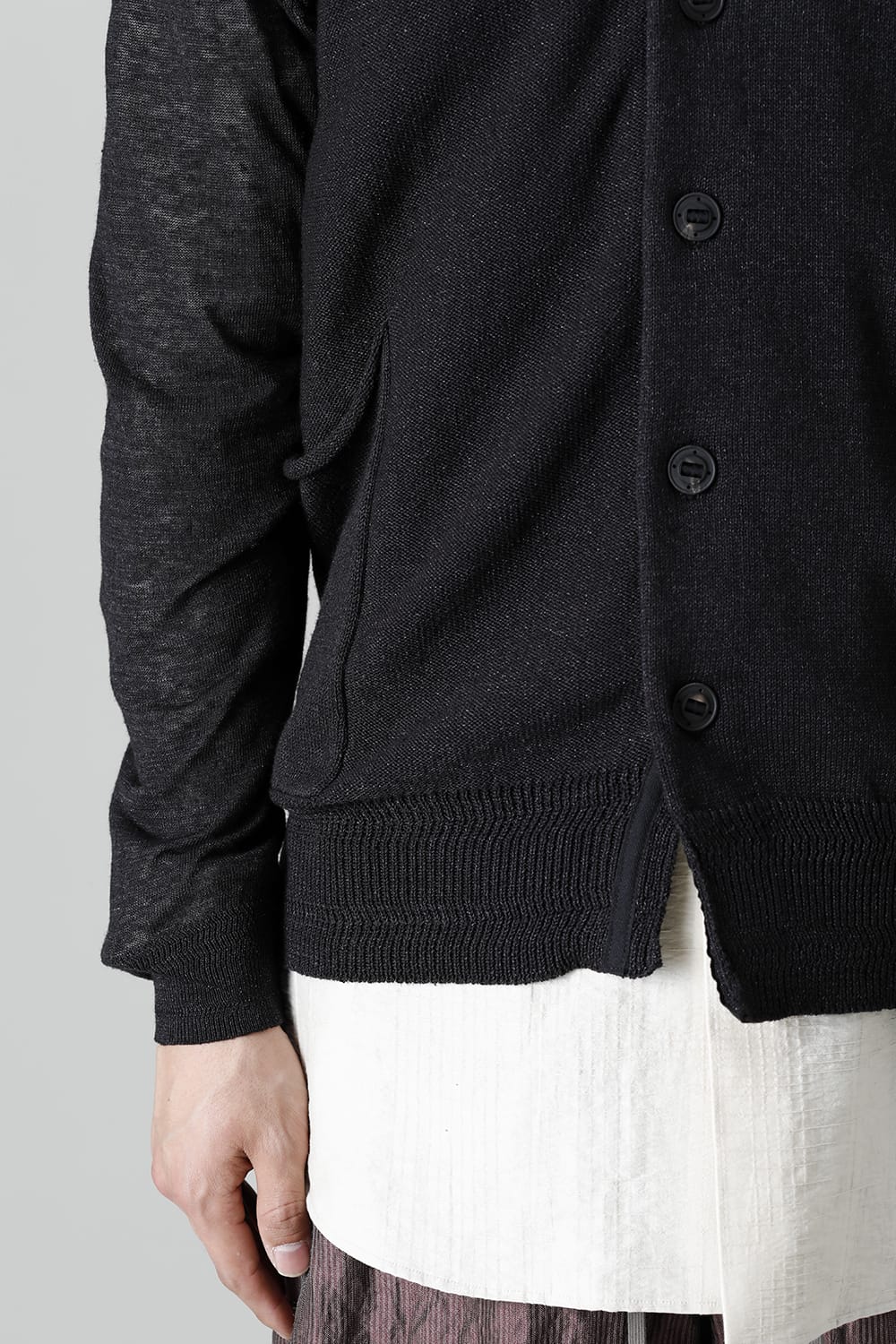 Knit cardigan linen nylon combination