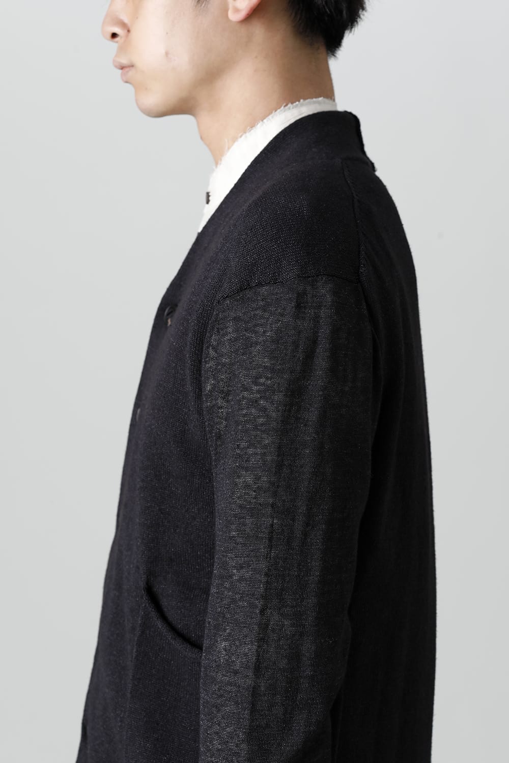 Knit cardigan linen nylon combination