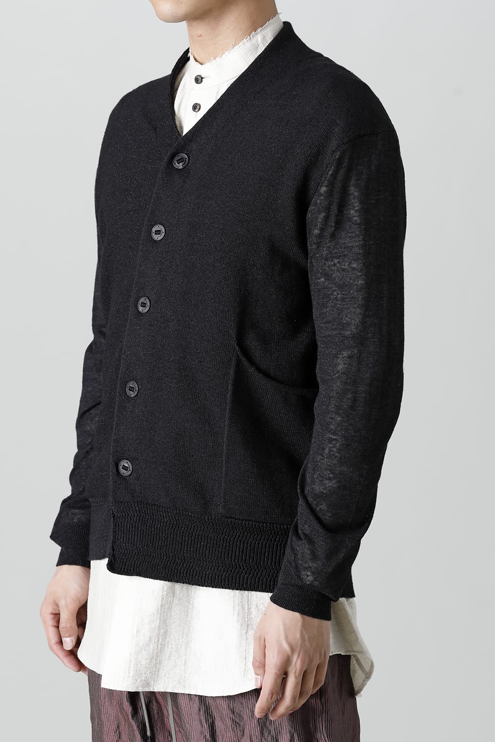 Knit cardigan linen nylon combination